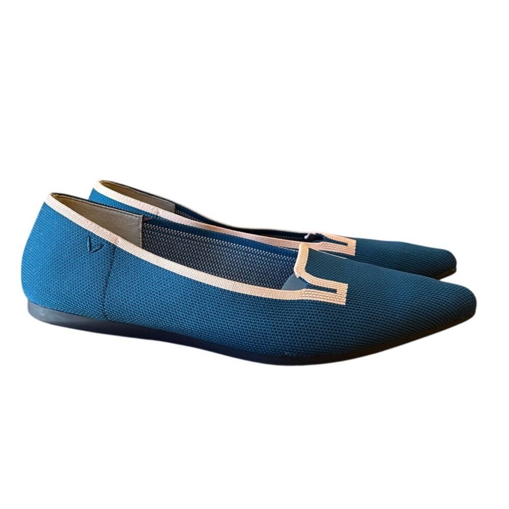 Vivaia Teal Soft Knit Pointy Toe Flats with Peachy Beige Trim size EU 41/US 9.5 - Picture 3 of 14